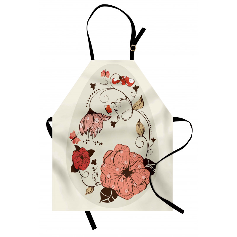 Flowers Ornate Egg Shape Apron