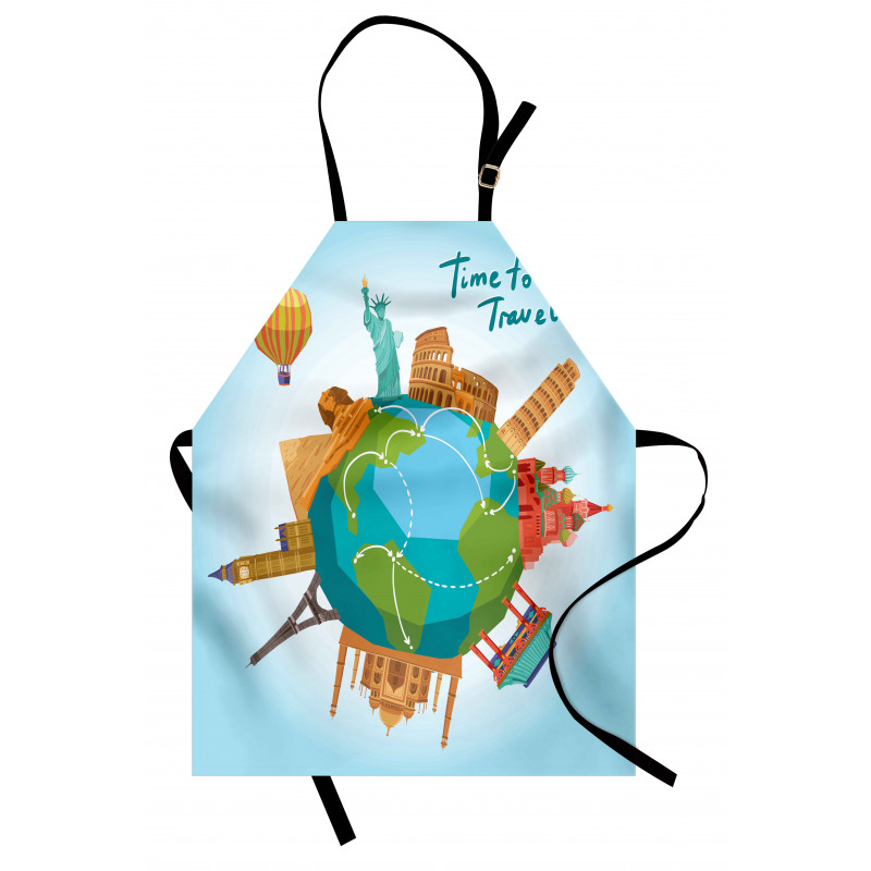 World Landmarks Around Globe Apron