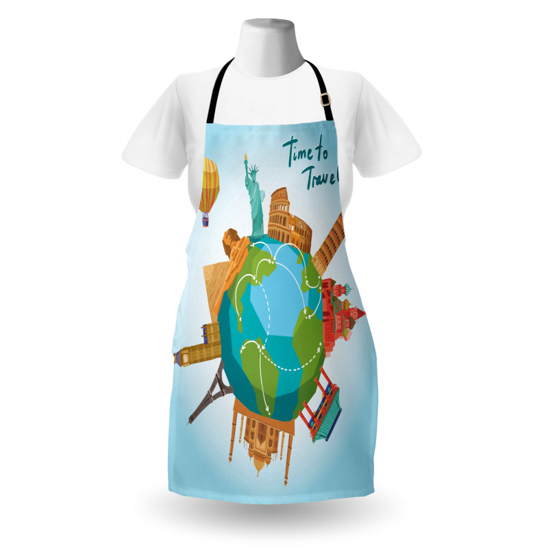 World Landmarks Around Globe Apron