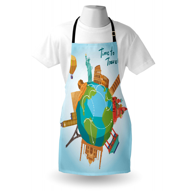 World Landmarks Around Globe Apron