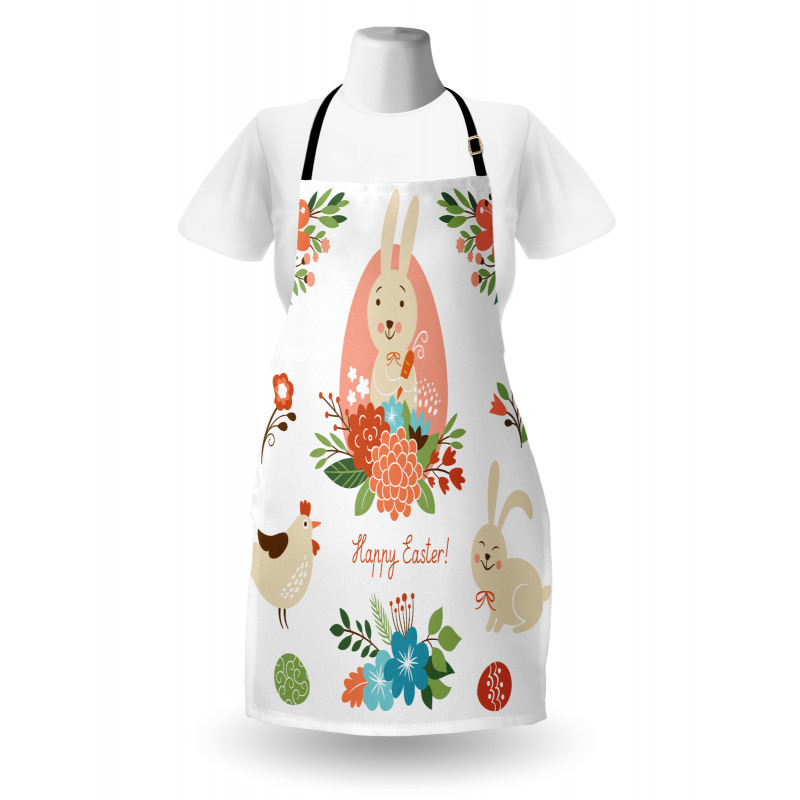 Pastel Bunny Flowers Cartoon Apron