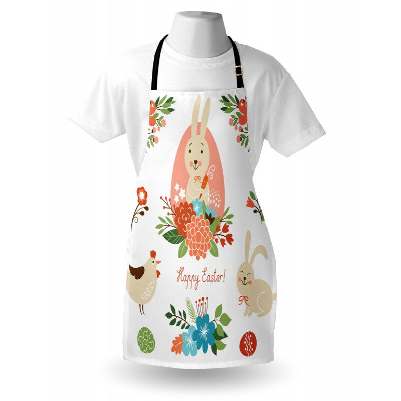 Pastel Bunny Flowers Cartoon Apron