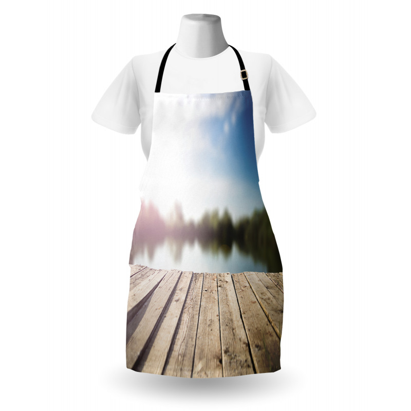 Grunge Wood Pier Blurred Photo Apron