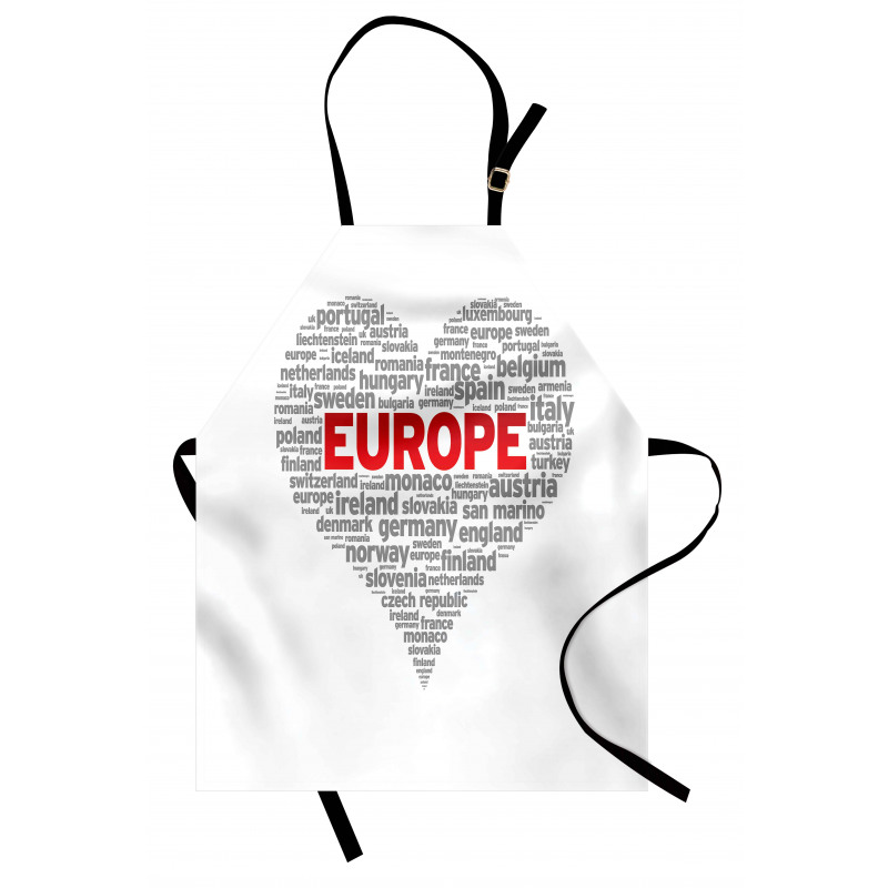 European Country Names Heart Apron