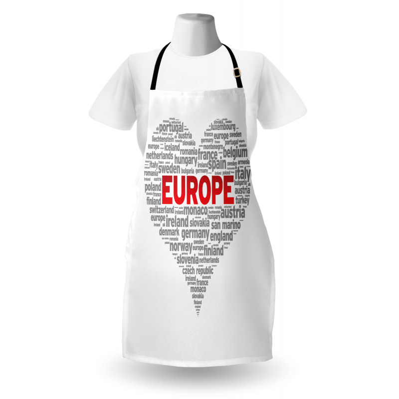 European Country Names Heart Apron