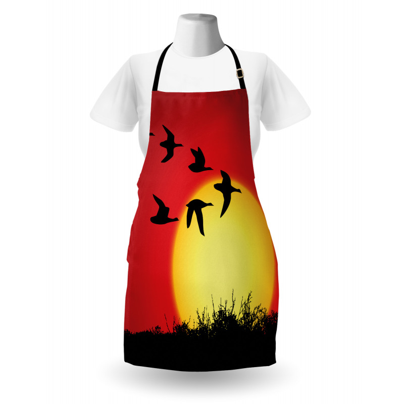 Skein of Geese Migrate Sunset Apron