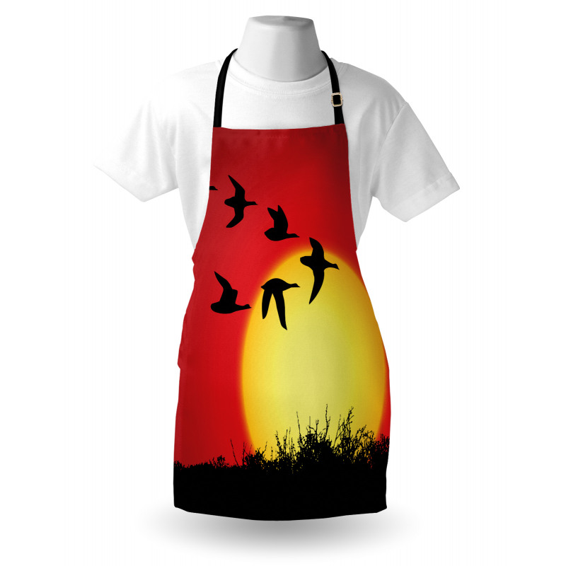 Skein of Geese Migrate Sunset Apron