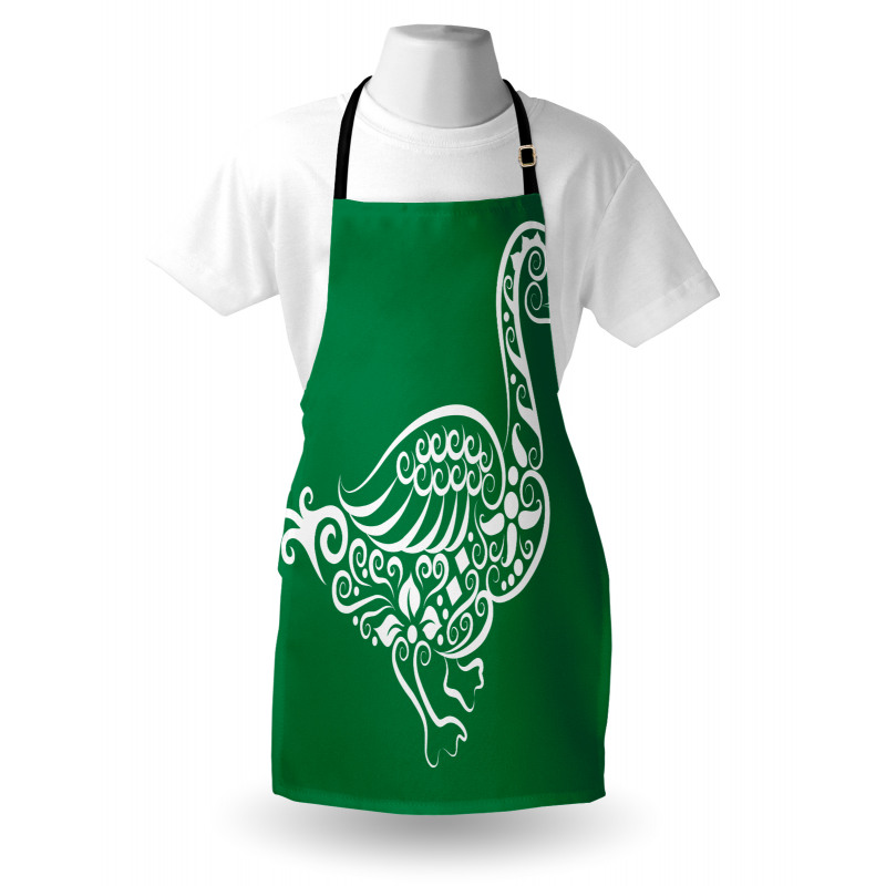 Calligraphic Oriental Floral Apron