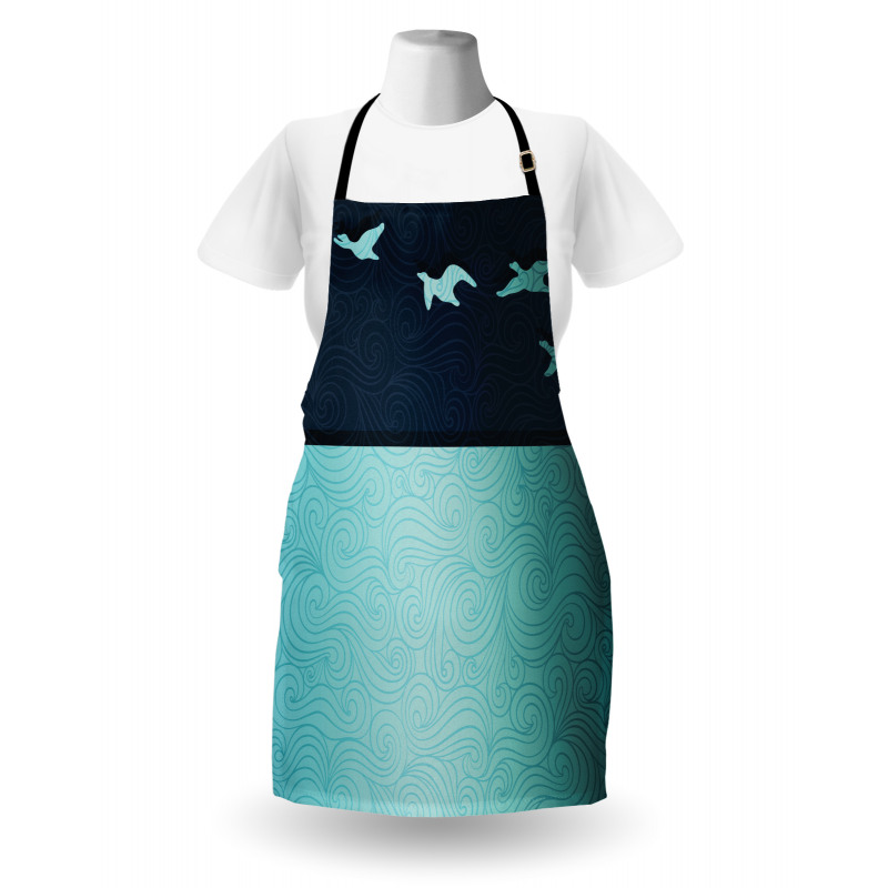 Abstract Birds Curl Ornament Apron