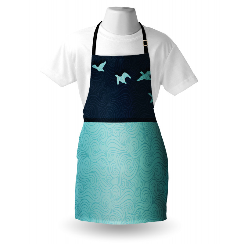 Abstract Birds Curl Ornament Apron