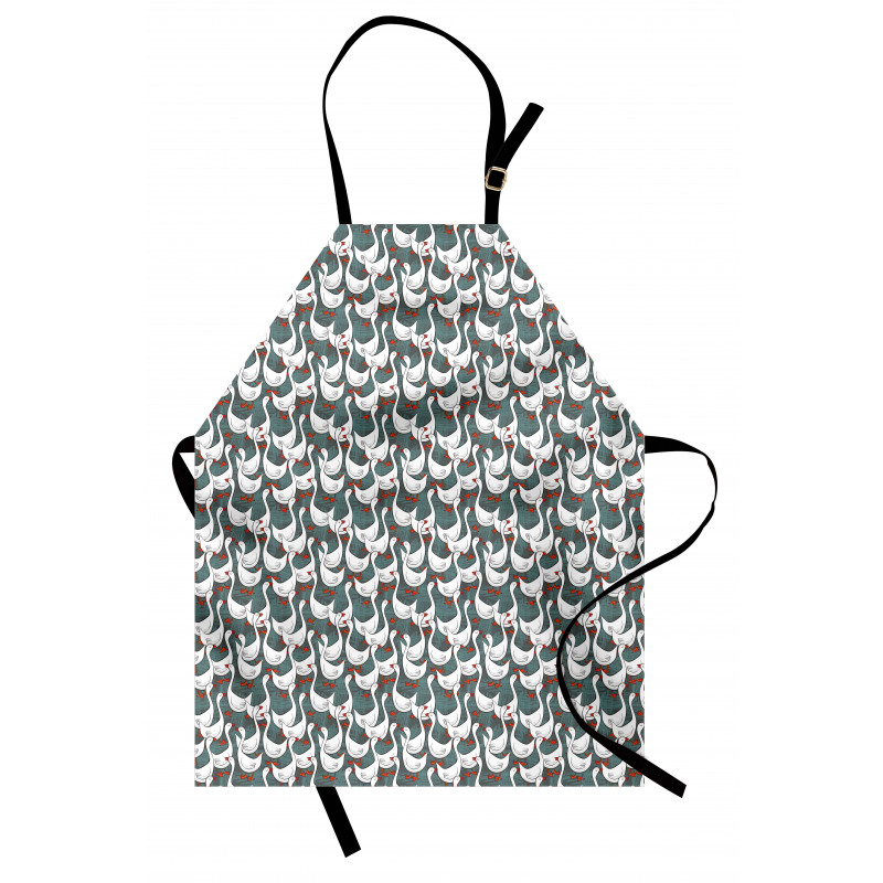 Happy White Birds on Free Apron