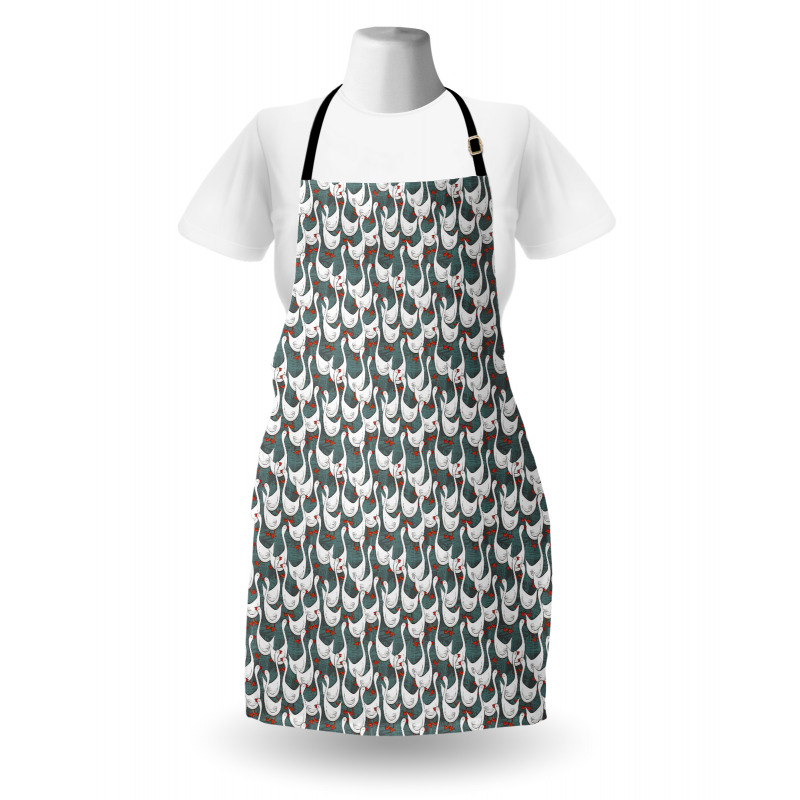 Happy White Birds on Free Apron