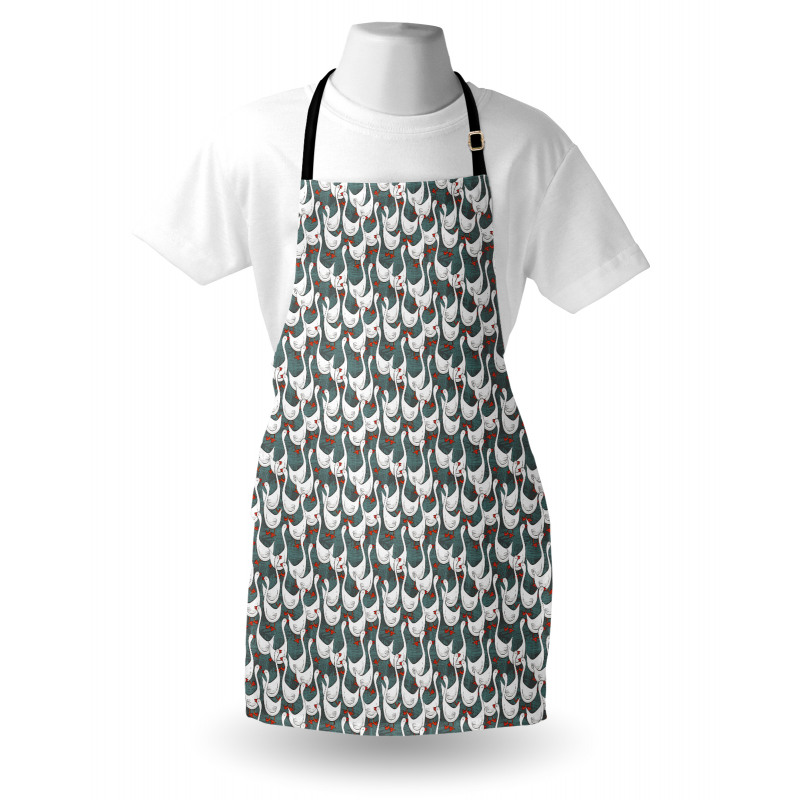 Happy White Birds on Free Apron