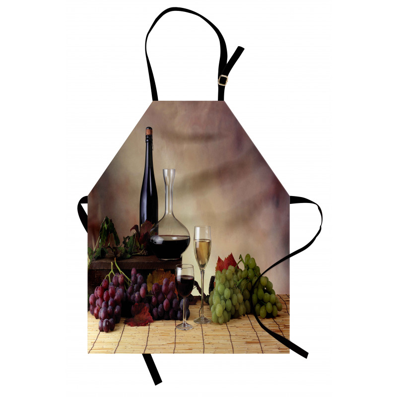 Grapes Wines Bottles Glasses Apron