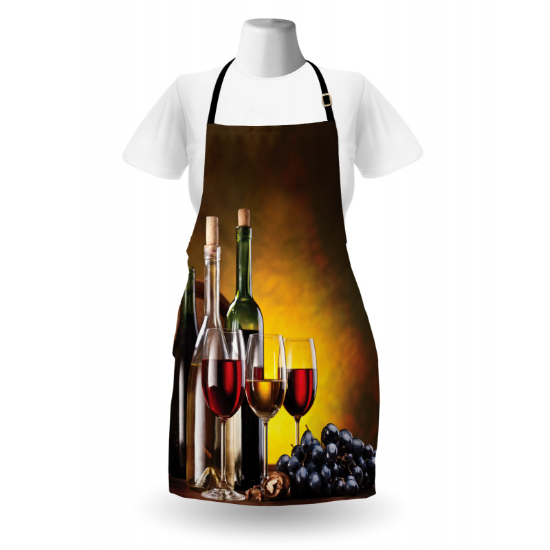 Grapes Bottles and Glasses Apron