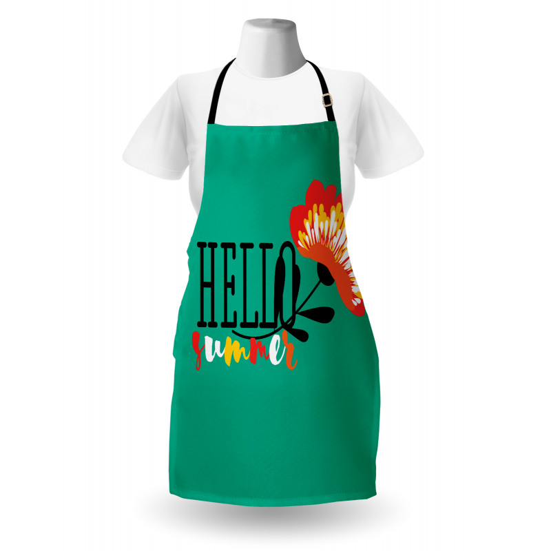 Floral Hello Summer Text Apron