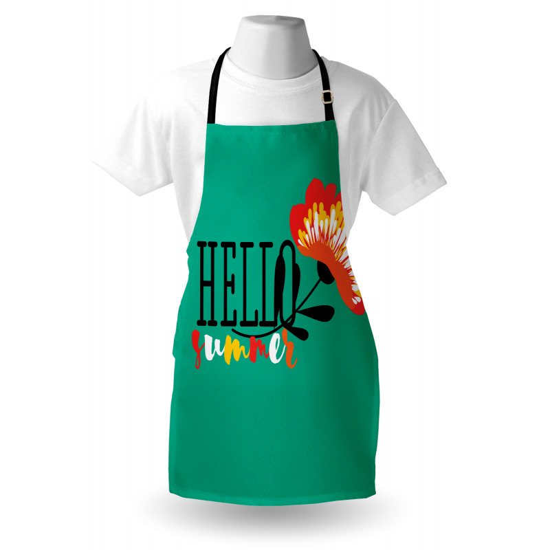 Floral Hello Summer Text Apron