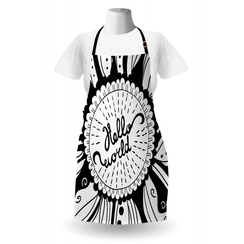 Monochrome Style Hello World Apron