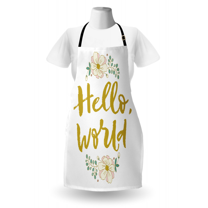 Floral Hello World Lettering Apron