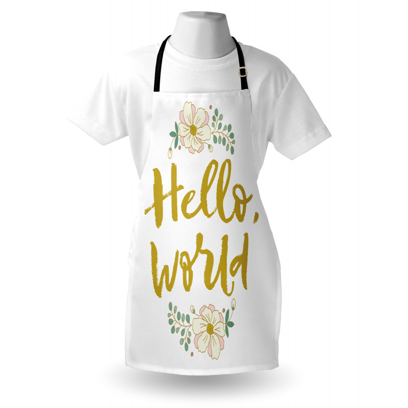 Floral Hello World Lettering Apron