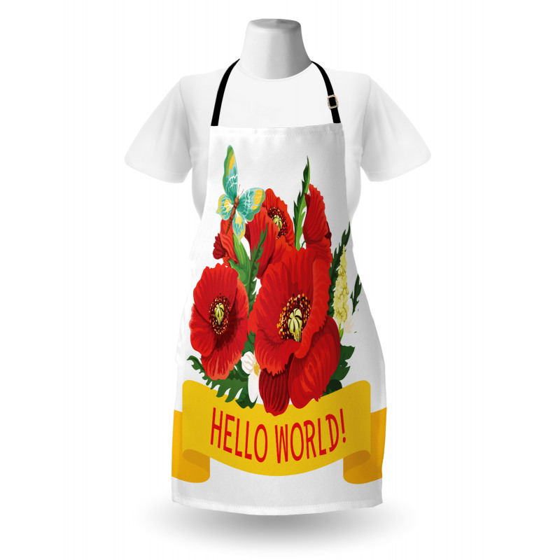 Hello World Spring Flowers Apron