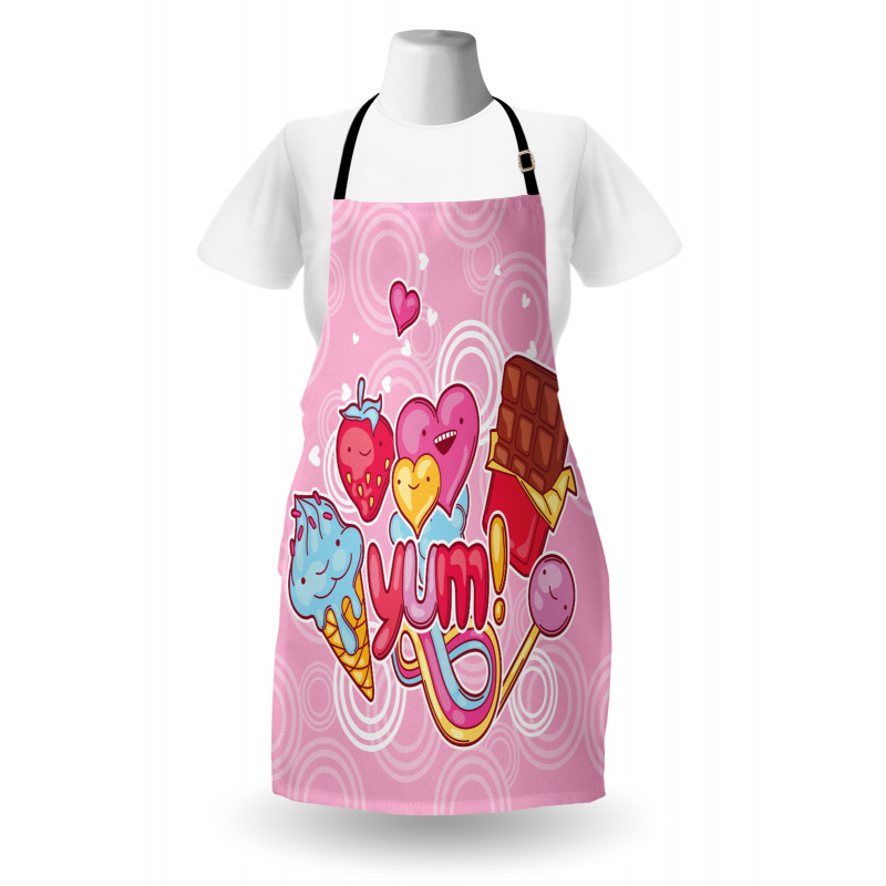 Heart Ice Cream Strawberry Apron