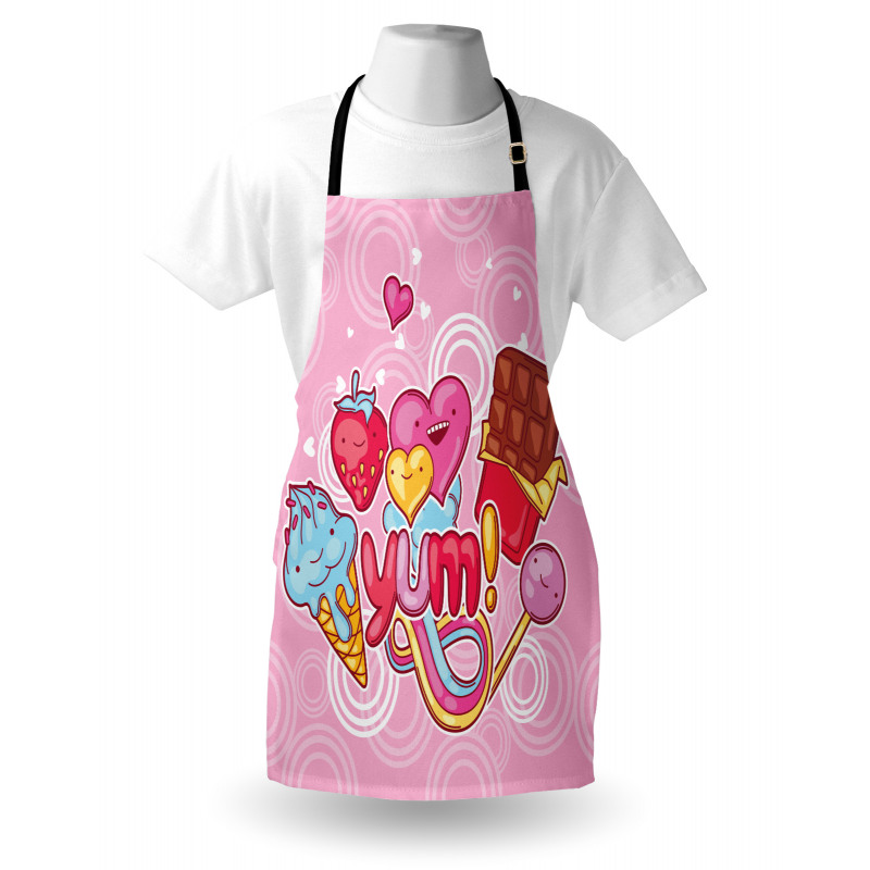 Heart Ice Cream Strawberry Apron