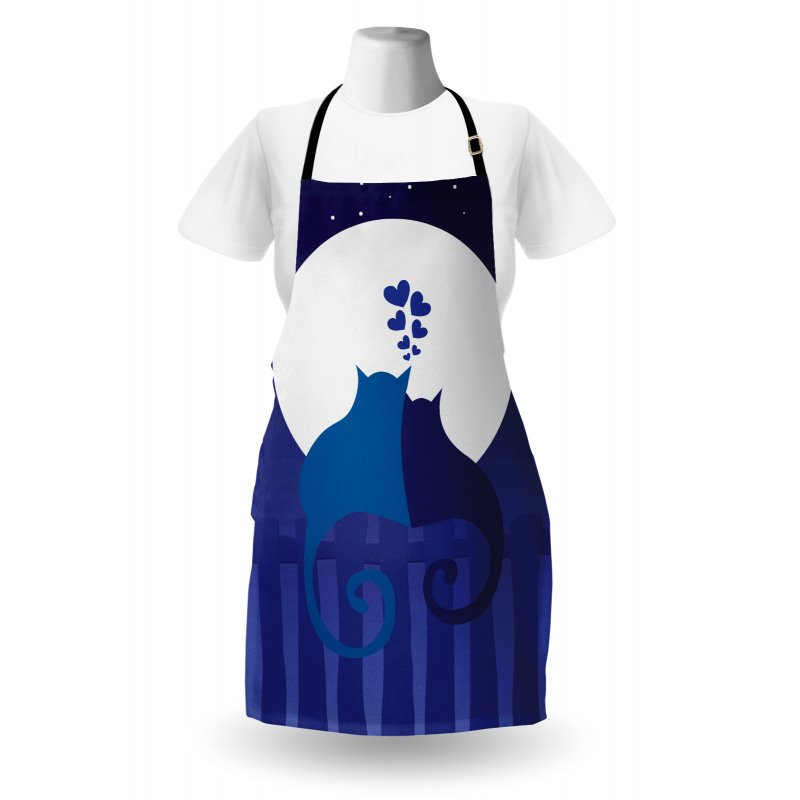 Cats in Love at Night Cartoon Apron