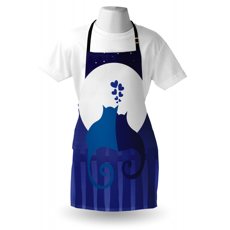 Cats in Love at Night Cartoon Apron