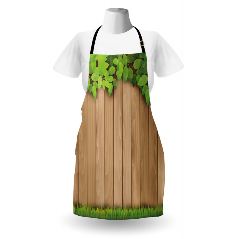 Leafy Tree Branch Grass Fence Apron