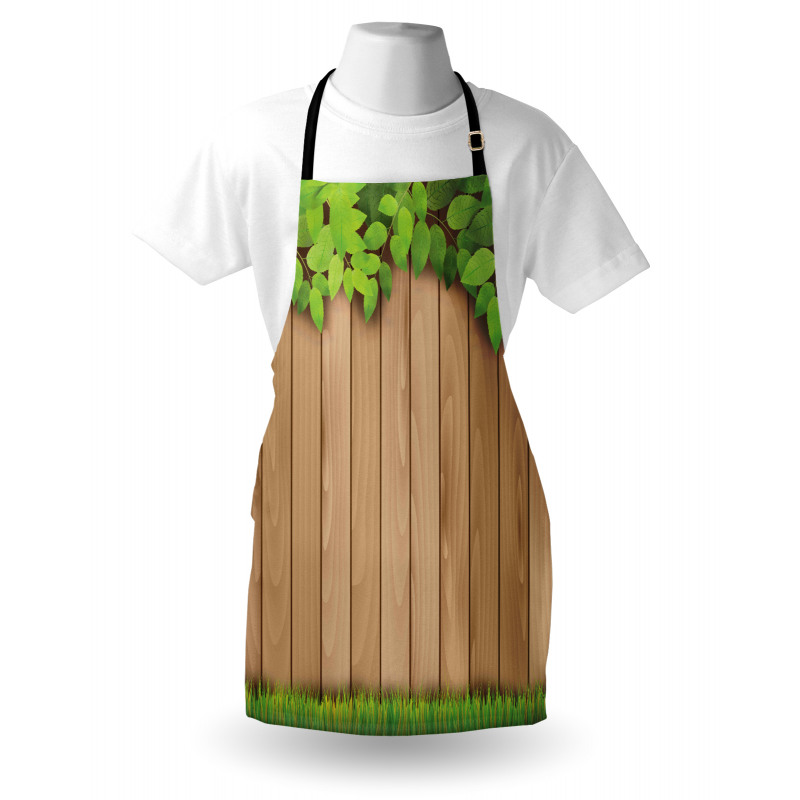 Leafy Tree Branch Grass Fence Apron