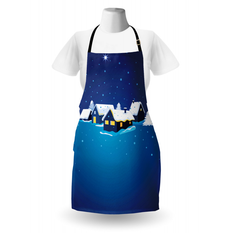 Snowy Small Town Cozy Home Apron