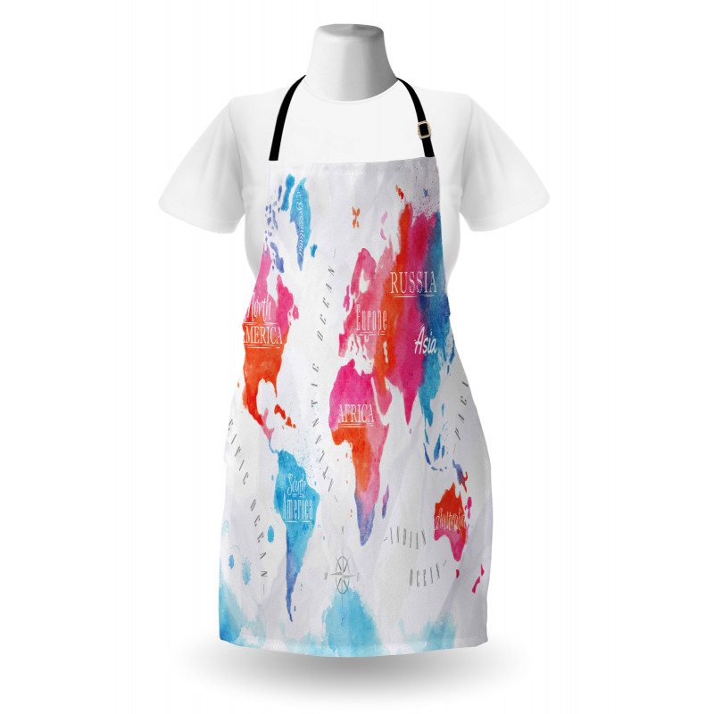 Watercolored World Map Apron