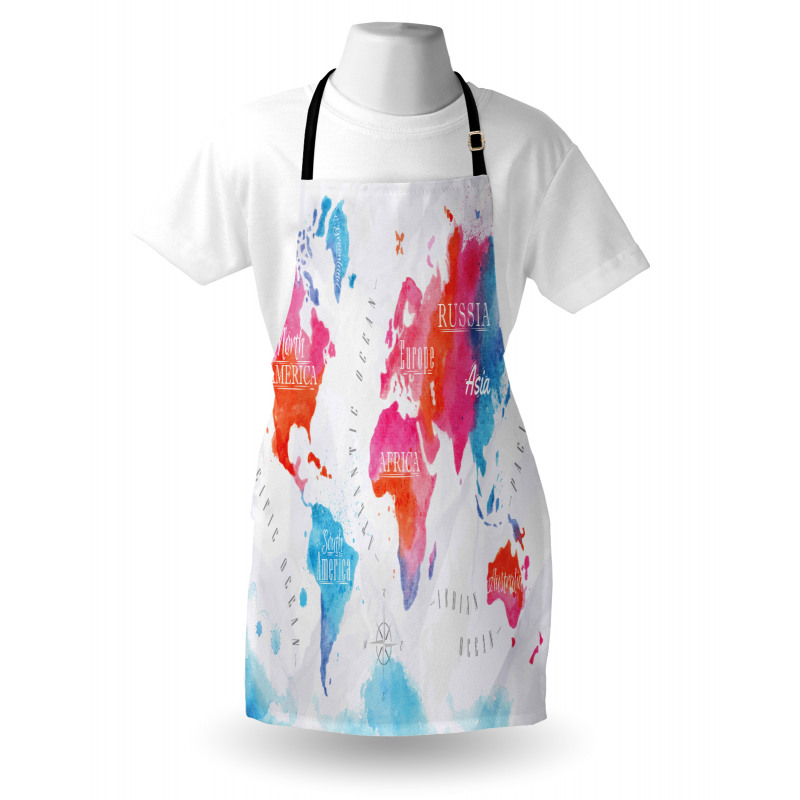 Watercolored World Map Apron