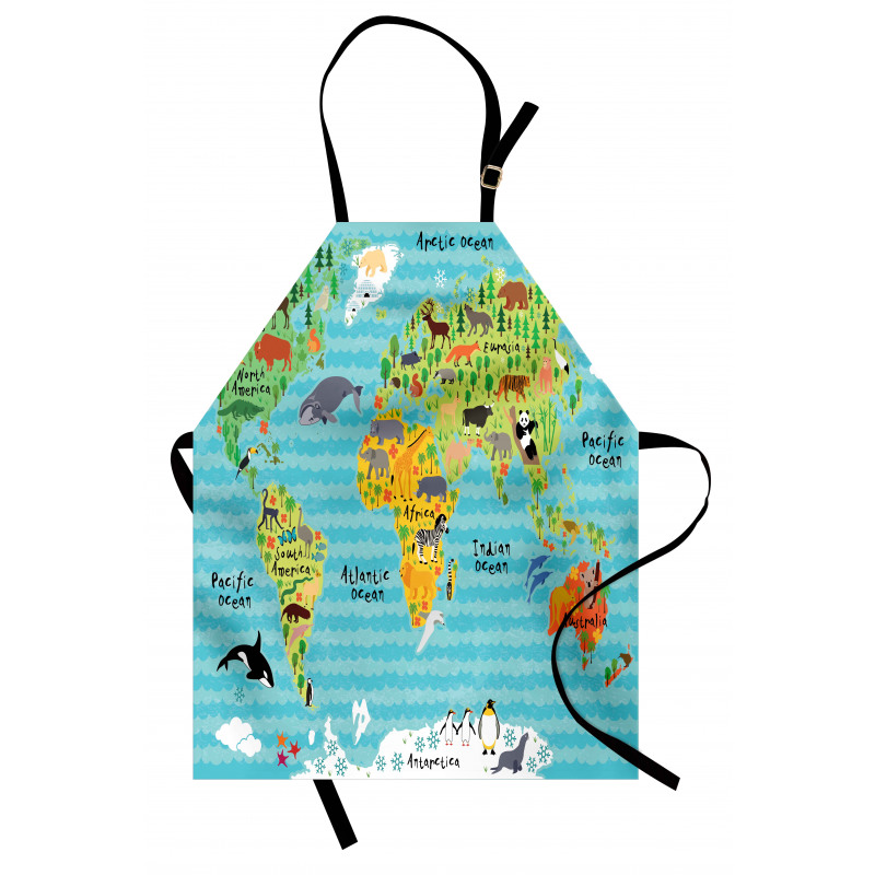 Kids World Map of Animal Apron