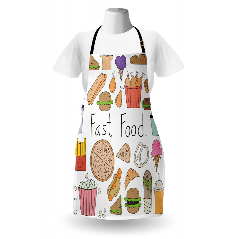 Fast Food Lettering Doodle Apron