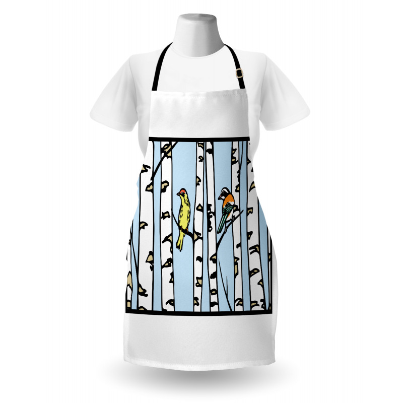 Birch Tree Drawing Bark Style Apron