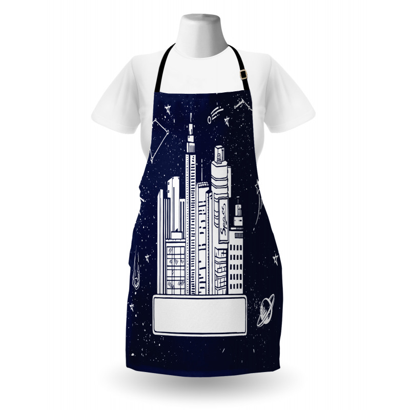 Megacity in Space Doodle Apron