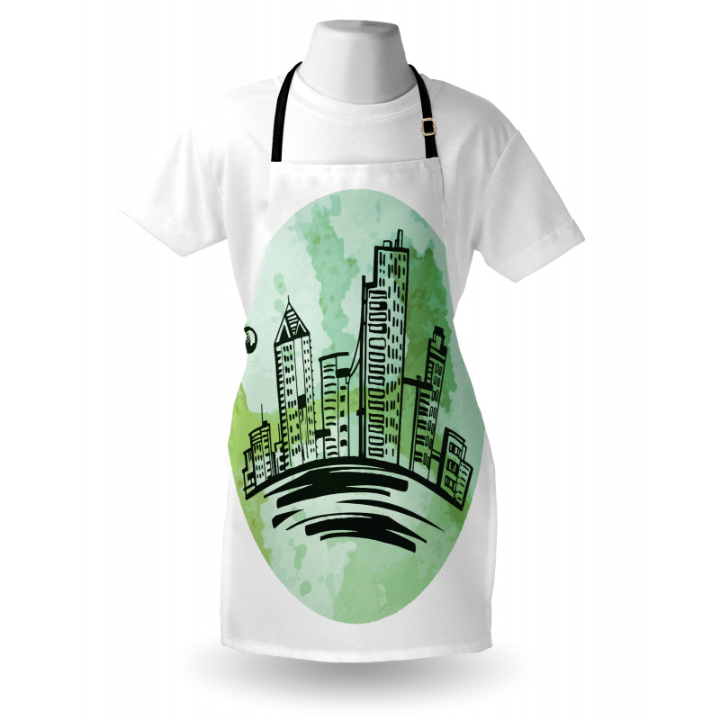 Watercolor Buildings Art Apron