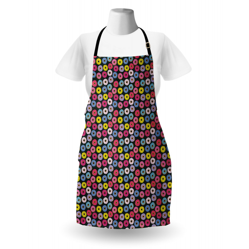 Colorful Ring Donuts Doodle Apron