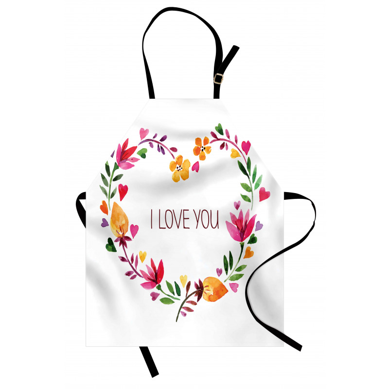 Text in Floral Heart Apron