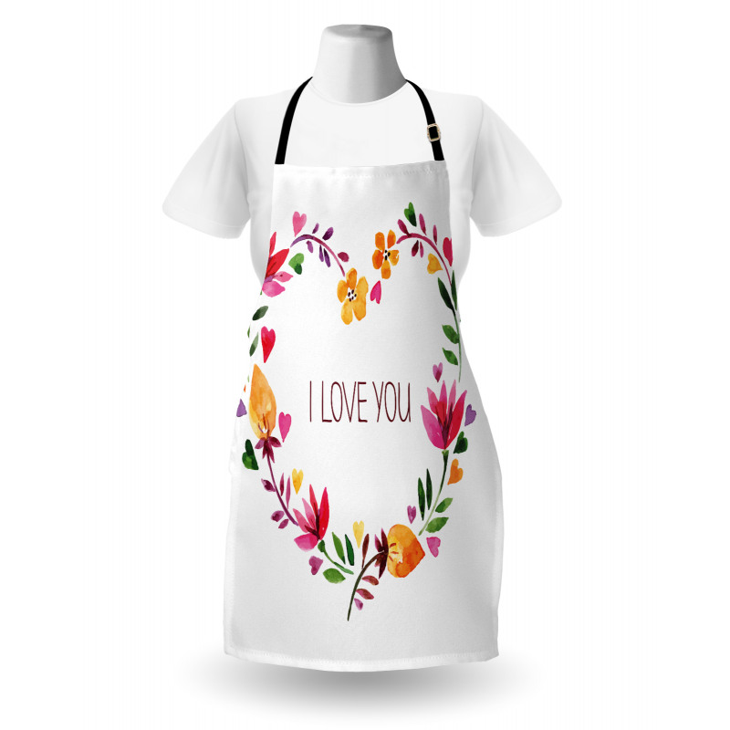 Text in Floral Heart Apron