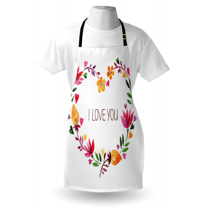 Text in Floral Heart Apron