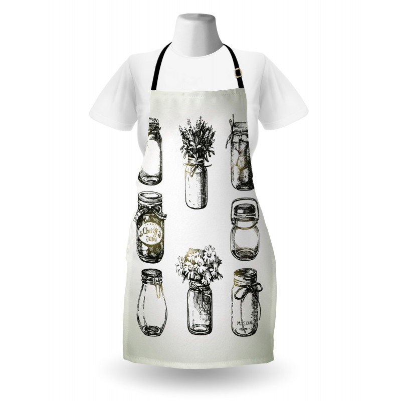 Rustic Sketchy Jars Apron