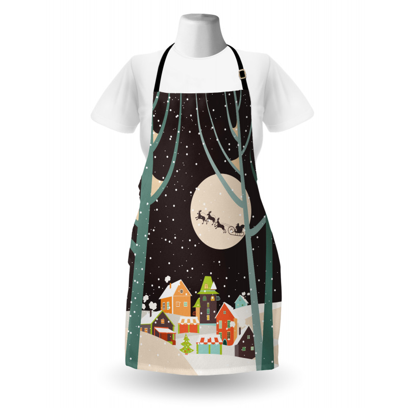 Snow Santa with Deer Town Apron