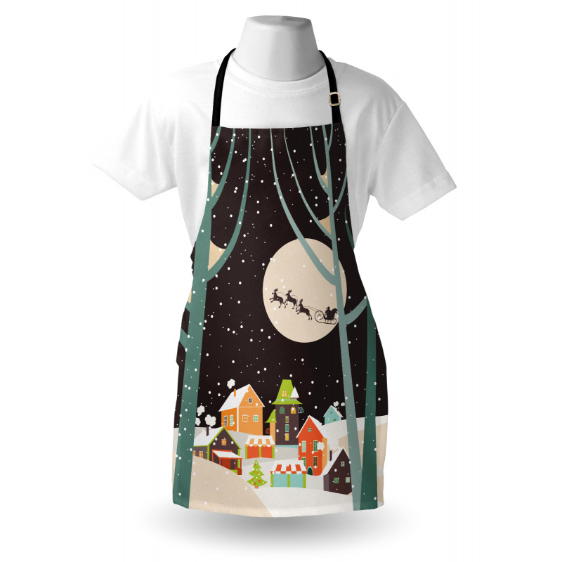 Snow Santa with Deer Town Apron