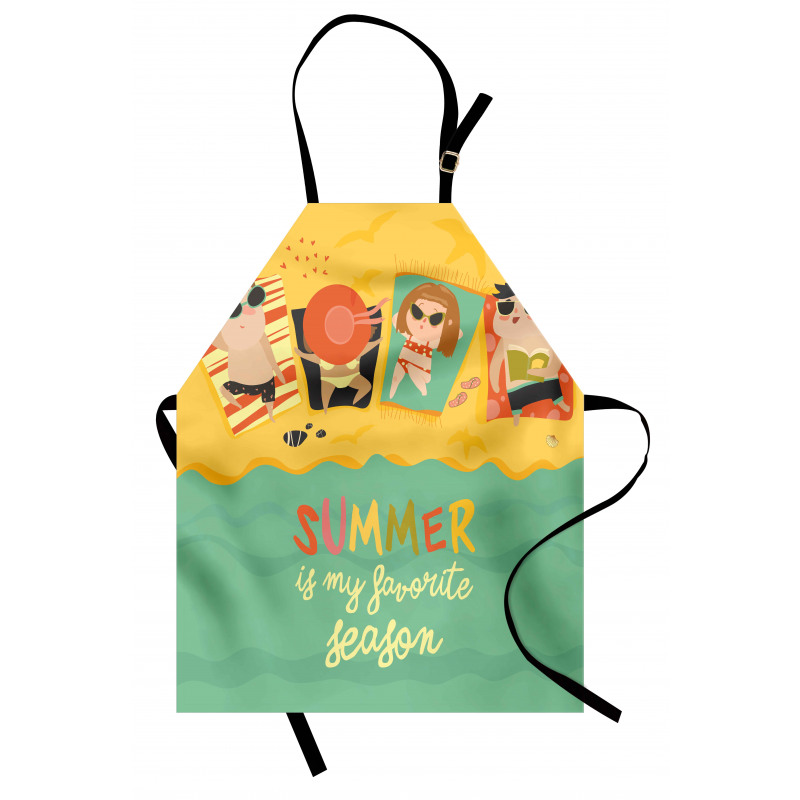 Sunbathing Kids Beach Doodle Apron