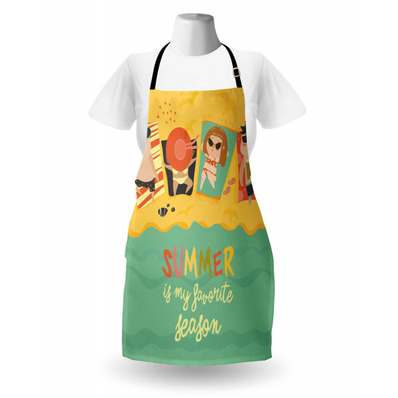 Sunbathing Kids Beach Doodle Apron