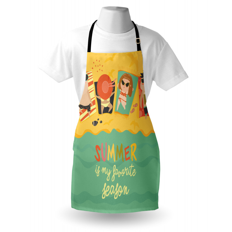 Sunbathing Kids Beach Doodle Apron