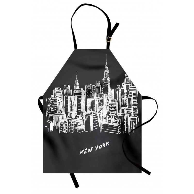 Hand Drawn City Buildings Deco Apron